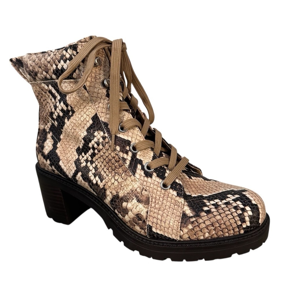 Vince Camuto Women’s Leather Lace-Up Ankle Boots Sz 8- Gaviana-Snakeskin - Picture 2 of 12